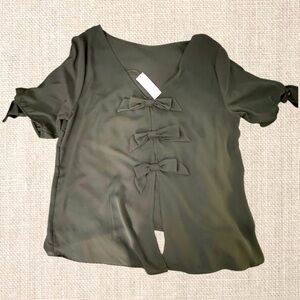 NWT Sweet Pea for New York & Co. green blouse with bows women's size XL